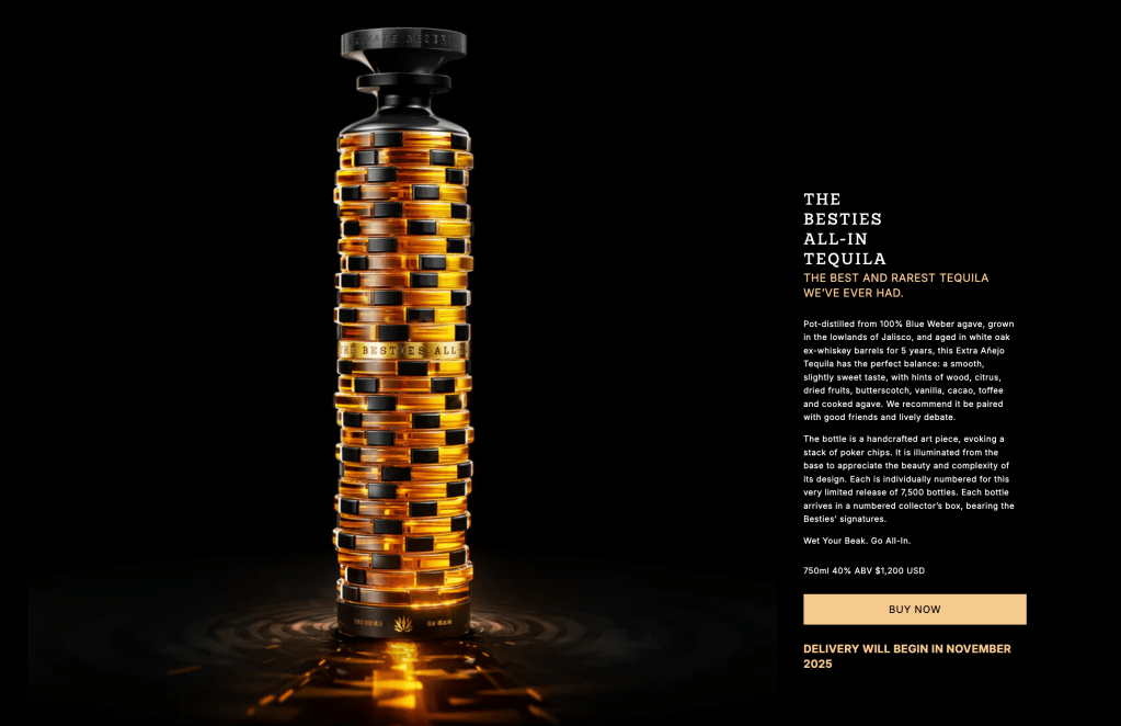 五个月后，价值1200美元的Besties All-In龙舌兰酒瓶终于开始发货了